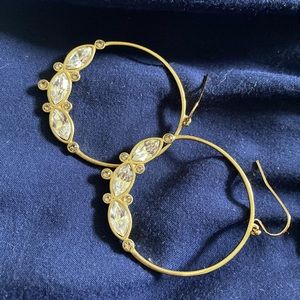 Silpada Swarovski gold tone hoop earrings
